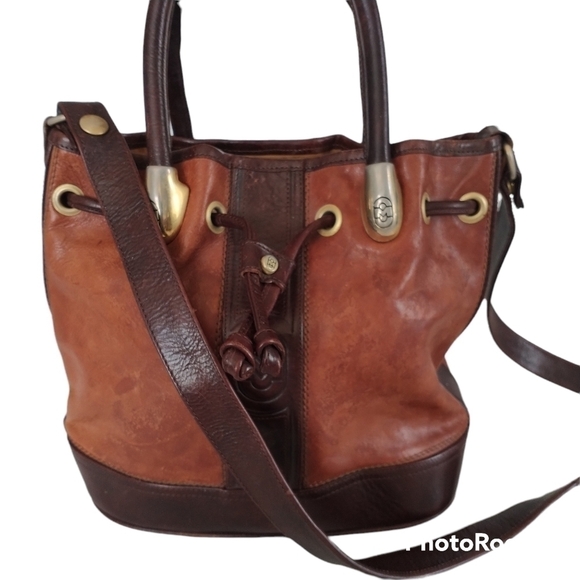 Marino Orlandi Italian Leather Vintage Bucket Bag Shoulder Tote Crossbody - Picture 4 of 16
